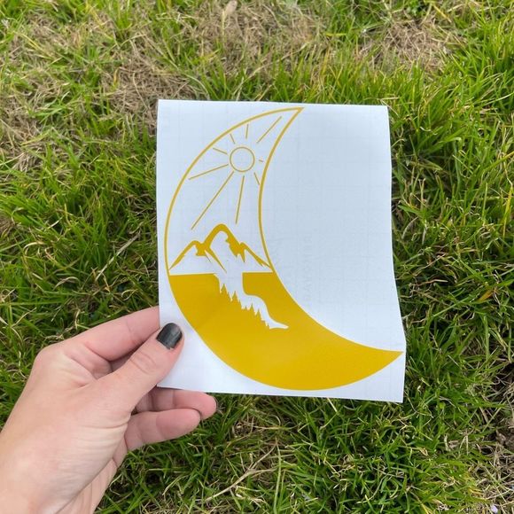 Crescent Mountain Moon Vinyl Decal - Picture 1 of 9